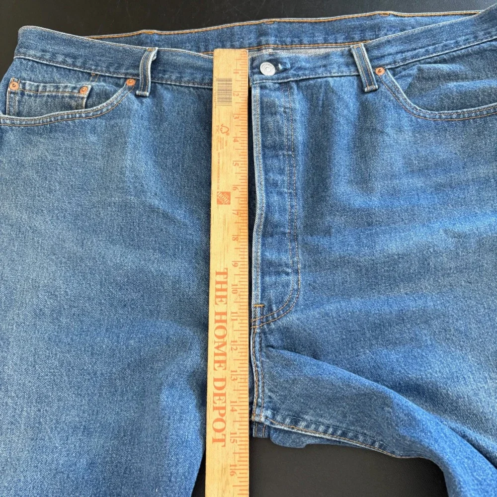 VTG 90s Levis 501 STF Jeans Mens 46x32 Made in USA Blue Straight Leg Button Fly